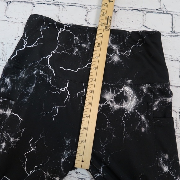 Leggings High Waist‎ Thunder Print Waist 24" Black - Picture 10 of 13